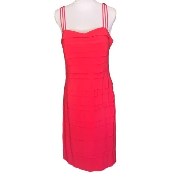 Joseph Ribcoff Barbiecore Tiered Sleeveless Pink Midi Bodycon Dress Sz 8